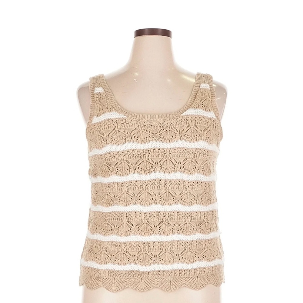 Crochet Lined  Tank Top by Lauren Conrad size Large Brige & White